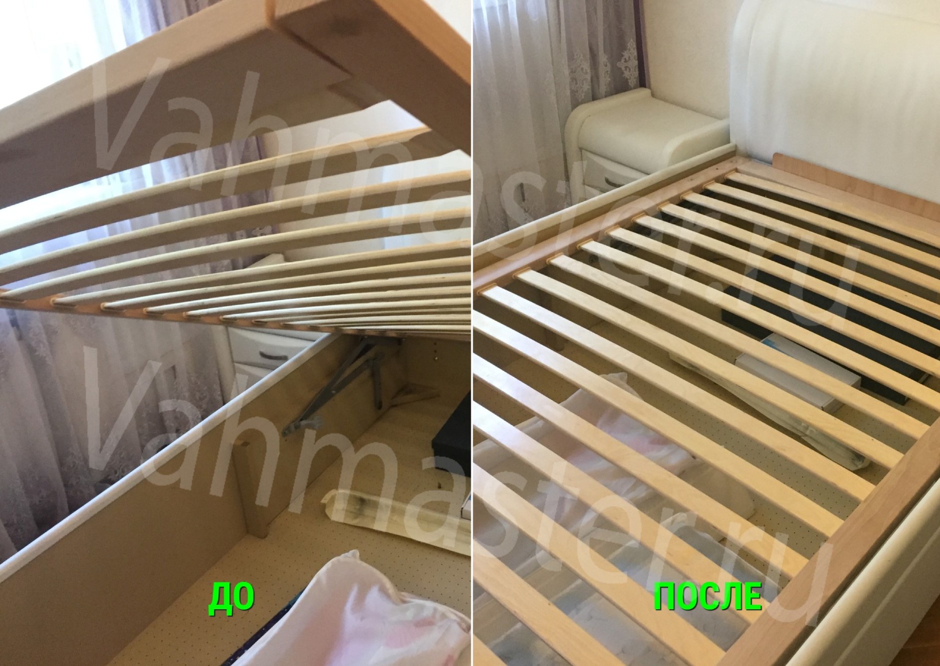 Деформация деревянного основания кровати с ламелями